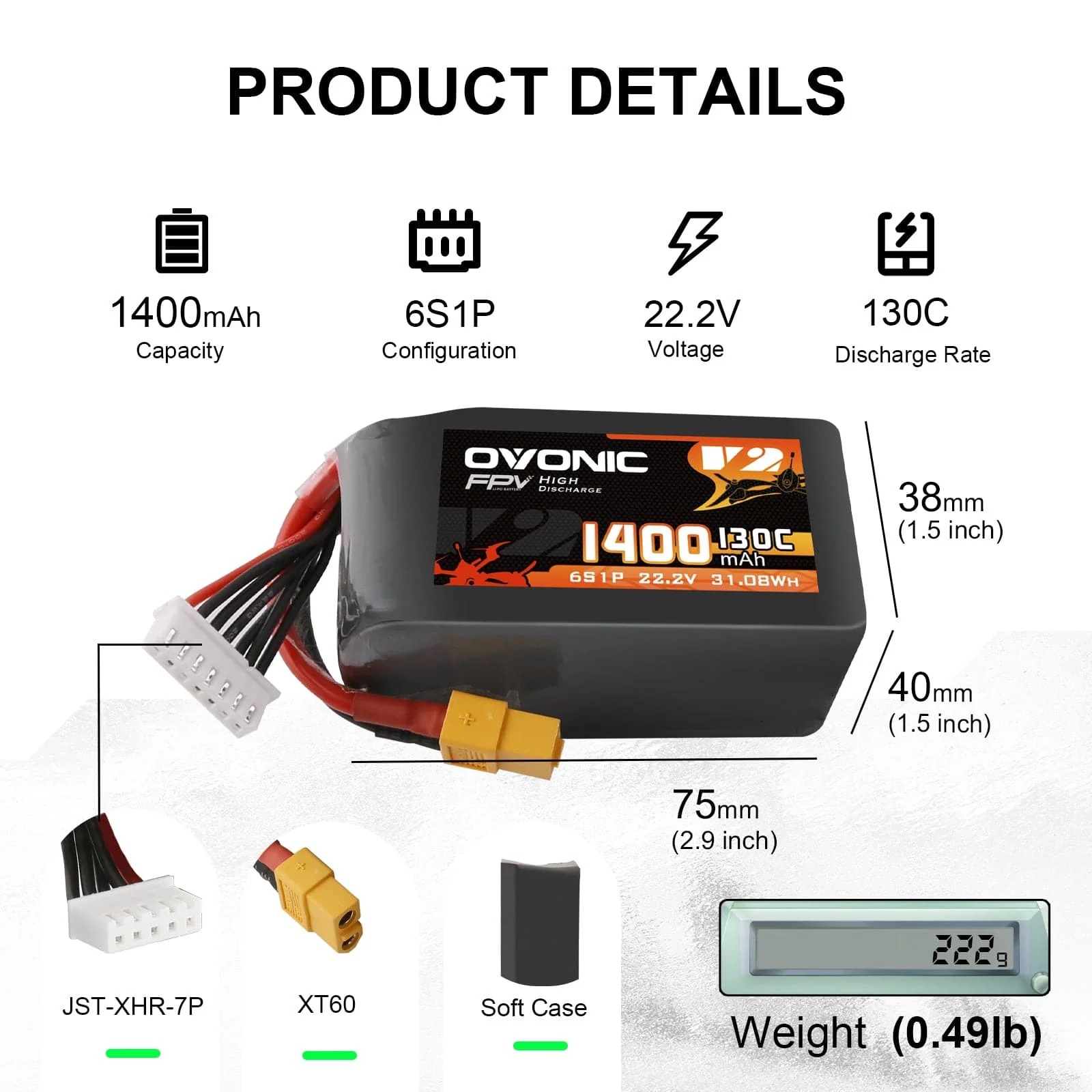 Walksnail Avatar Hd Goggles X - Ovonic 6S 1400mAh 130C 리튬폴리머 배터리